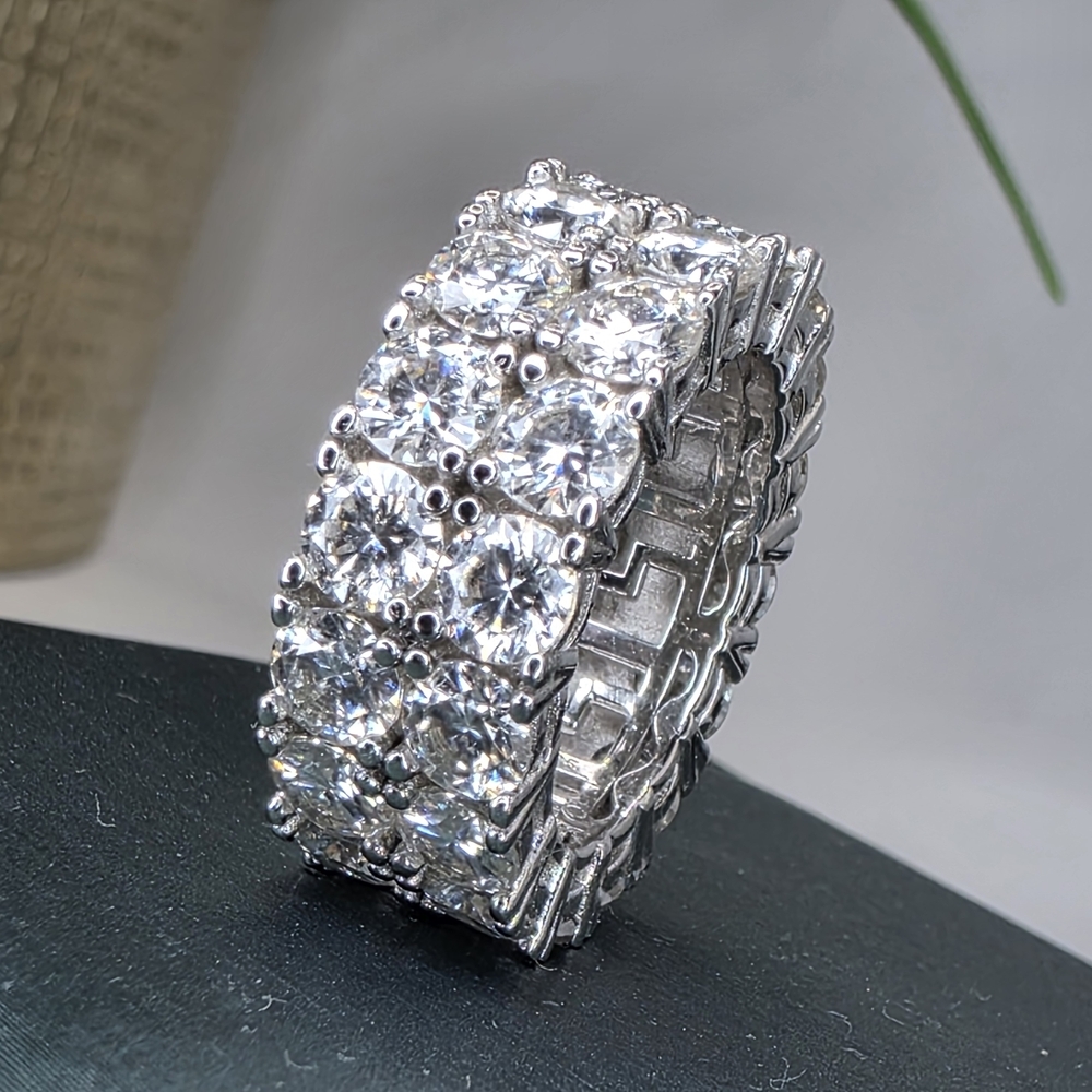 ✨ 8CTW . 2 Row. Moissanite Eternity Band | Solid S925 Sterling Silver ✨